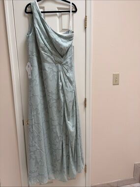Azazie Hermosa Pistachio One Shoulder Maxi Dress